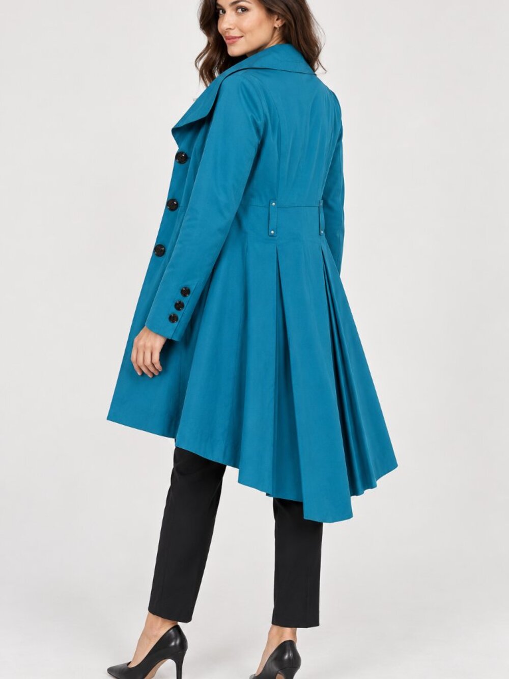 Dress Barn Teal A-Line Trench Coat with belt